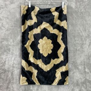 Pottery Barn Ikat print zip Velour Pillow Cover ONLY Black White 16 X 26"